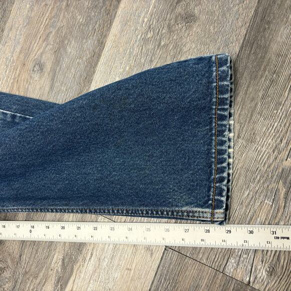 2000s Levis 505 Dark Wash Faded Blue Mens 34x29 Regular Straight Jeans Red Tab - Picture 11 of 16